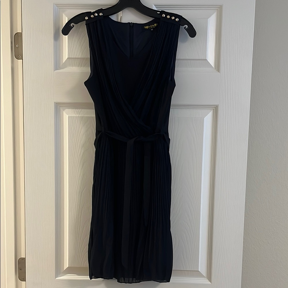 Angel Eye London Pleated Navy Knee Length Dress Size M